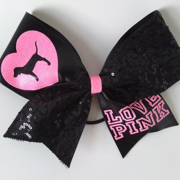 PINK Victoria's Secret Other - Love Pink  Black Sequins Hair Bow Ponytail Holder